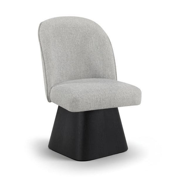 Meridian Furniture Marlowe Barrel Swivel Dining Chair in Linen Fabric with Art Deco Curved Back 88030Grey-SC