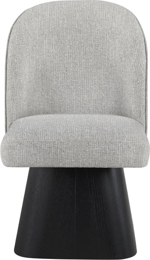 Meridian Furniture Marlowe Barrel Swivel Dining Chair in Linen Fabric with Art Deco Curved Back 88030Grey-SC