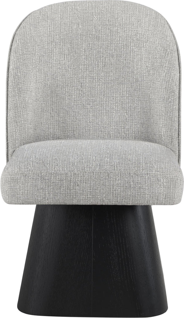 Meridian Furniture Marlowe Barrel Swivel Dining Chair in Linen Fabric with Art Deco Curved Back 88030Grey-SC