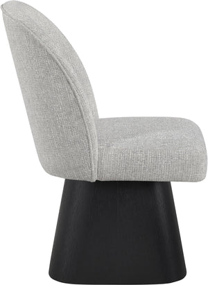 Meridian Furniture Marlowe Barrel Swivel Dining Chair in Linen Fabric with Art Deco Curved Back 88030Grey-SC