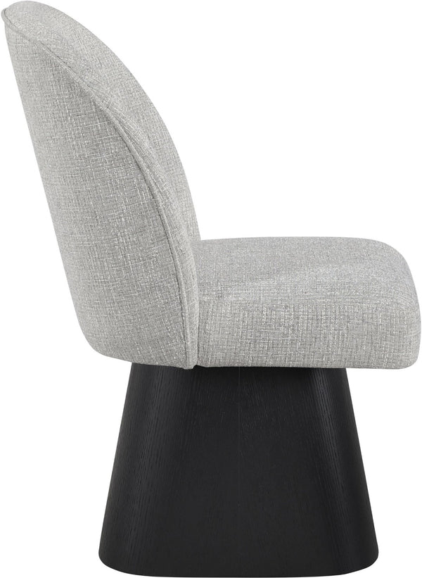 Meridian Furniture Marlowe Barrel Swivel Dining Chair in Linen Fabric with Art Deco Curved Back 88030Grey-SC