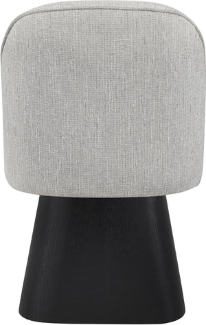 Meridian Furniture Marlowe Barrel Swivel Dining Chair in Linen Fabric with Art Deco Curved Back 88030Grey-SC