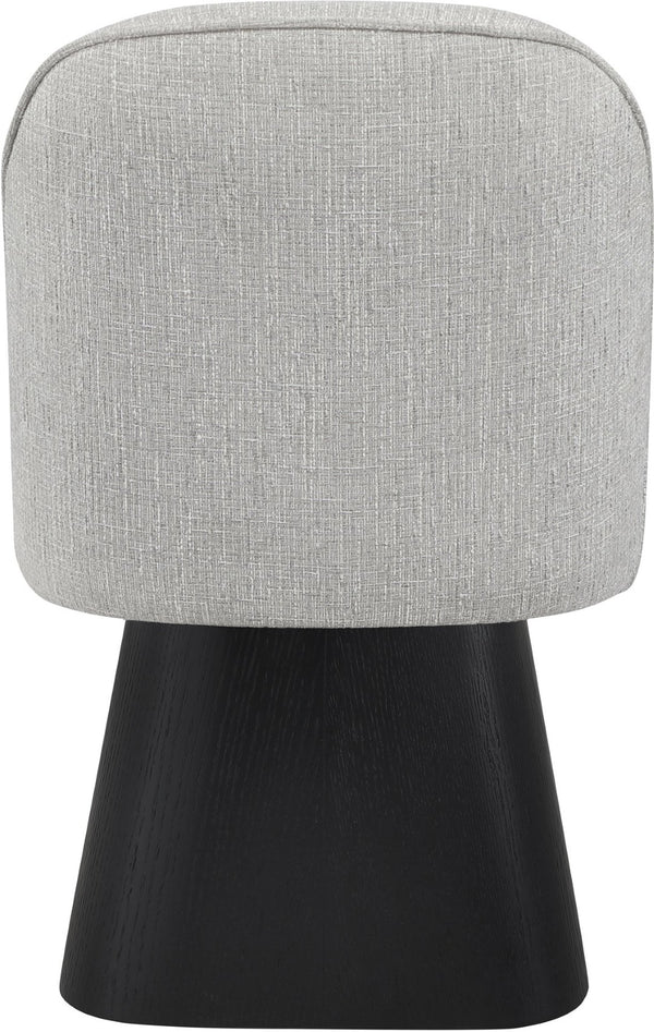 Meridian Furniture Marlowe Barrel Swivel Dining Chair in Linen Fabric with Art Deco Curved Back 88030Grey-SC