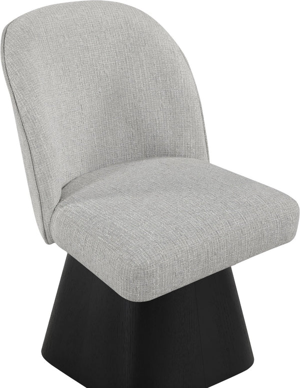 Meridian Furniture Marlowe Barrel Swivel Dining Chair in Linen Fabric with Art Deco Curved Back 88030Grey-SC
