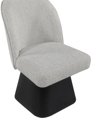 Meridian Furniture Marlowe Barrel Swivel Dining Chair in Linen Fabric with Art Deco Curved Back 88030Grey-SC