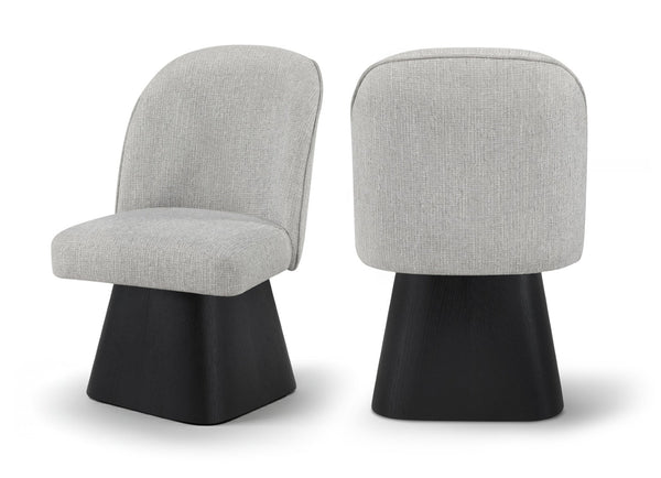 Meridian Furniture Marlowe Barrel Swivel Dining Chair in Linen Fabric with Art Deco Curved Back 88030Grey-SC
