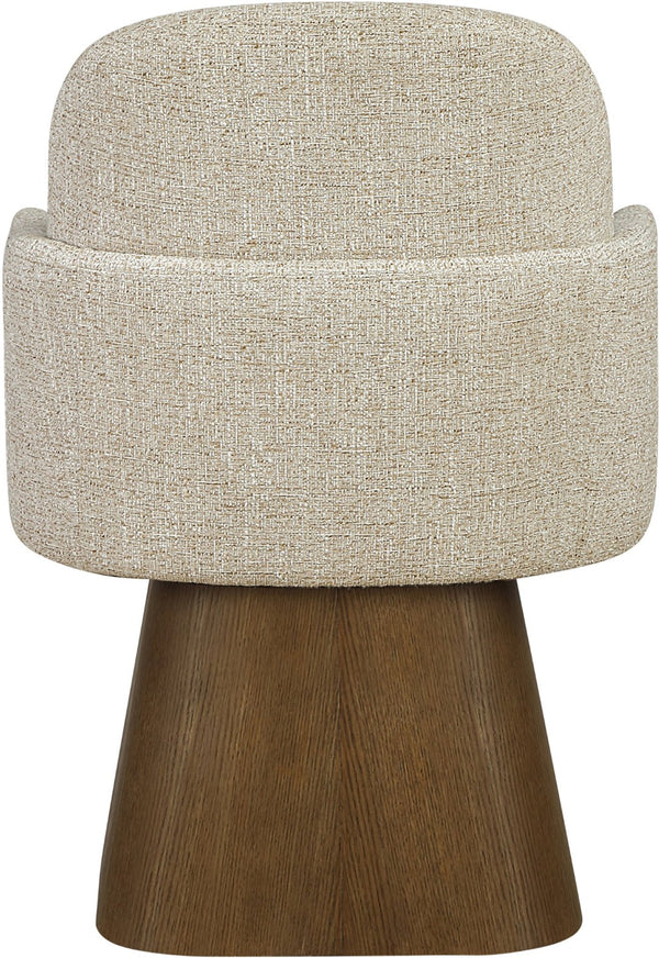 Meridian Furniture Marlowe Barrel Swivel Arm Chair Linen Upholstered Art Deco Style for Dining Rooms Beige Style 3 88031Beige-AC