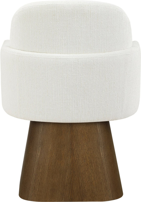 Meridian Furniture Marlowe Barrel Swivel Arm Chair Linen Upholstered Art Deco Style for Dining Rooms Cream Style 3 88031Cream-AC