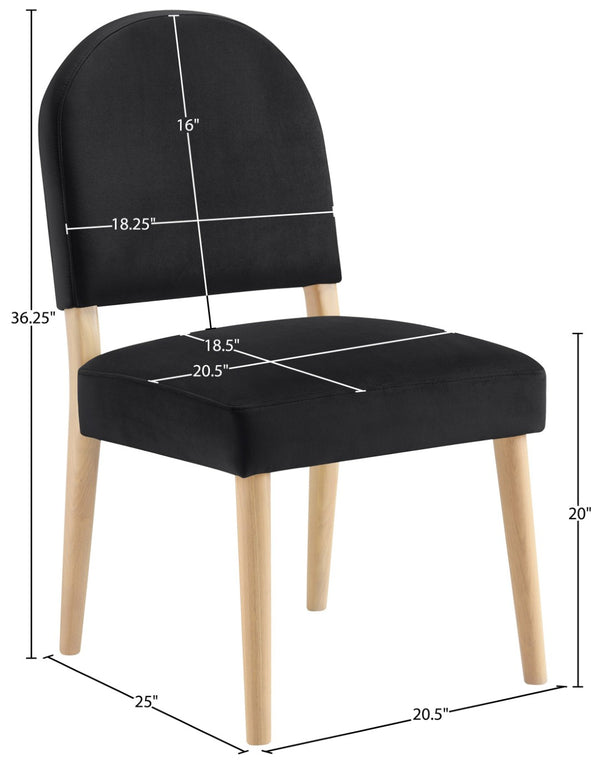 Meridian Furniture Varinelle Art Deco Arched Back Velvet Dining Chair with Solid Wood Frame Upholstered Seat Black Style A 88032Black-C