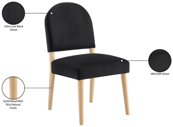 Meridian Furniture Varinelle Art Deco Arched Back Velvet Dining Chair with Solid Wood Frame Upholstered Seat Black Style A 88032Black-C