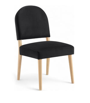 Meridian Furniture Varinelle Art Deco Arched Back Velvet Dining Chair with Solid Wood Frame Upholstered Seat Black Style A 88032Black-C