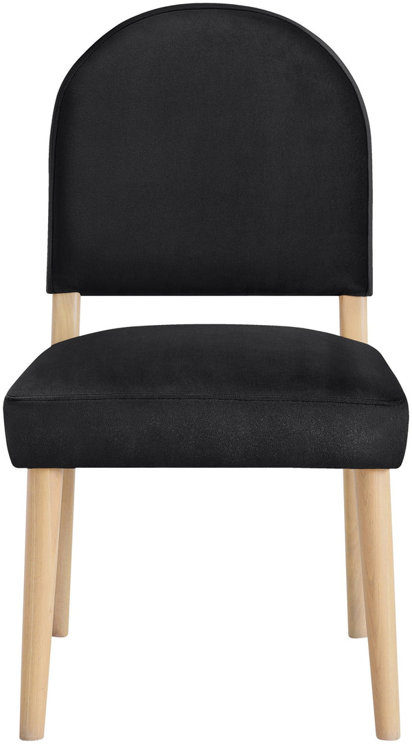 Meridian Furniture Varinelle Art Deco Arched Back Velvet Dining Chair with Solid Wood Frame Upholstered Seat Black Style A 88032Black-C