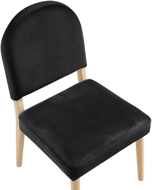 Meridian Furniture Varinelle Art Deco Arched Back Velvet Dining Chair with Solid Wood Frame Upholstered Seat Black Style A 88032Black-C