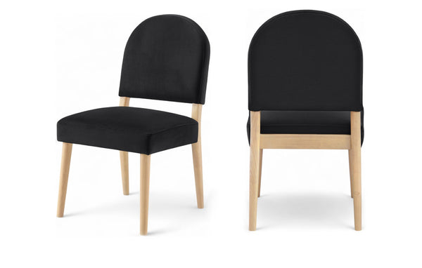 Meridian Furniture Varinelle Art Deco Arched Back Velvet Dining Chair with Solid Wood Frame Upholstered Seat Black Style A 88032Black-C