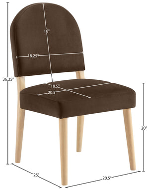 Meridian Furniture Varinelle Art Deco Arched Back Velvet Dining Chair with Solid Wood Frame Upholstered Seat Brown Style A 88032Brown-C
