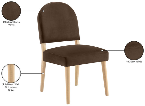 Meridian Furniture Varinelle Art Deco Arched Back Velvet Dining Chair with Solid Wood Frame Upholstered Seat Brown Style A 88032Brown-C