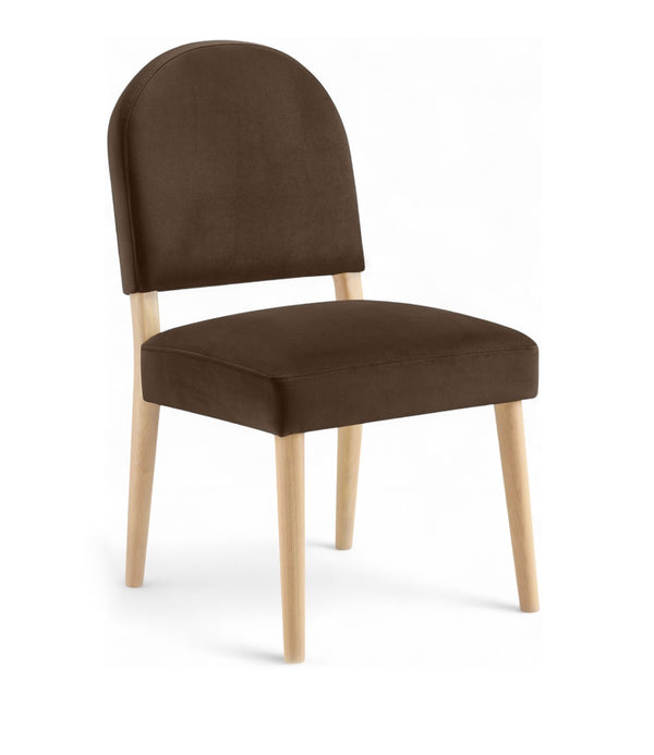 Meridian Furniture Varinelle Art Deco Arched Back Velvet Dining Chair with Solid Wood Frame Upholstered Seat Brown Style A 88032Brown-C