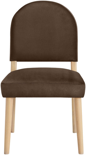 Meridian Furniture Varinelle Art Deco Arched Back Velvet Dining Chair with Solid Wood Frame Upholstered Seat Brown Style A 88032Brown-C