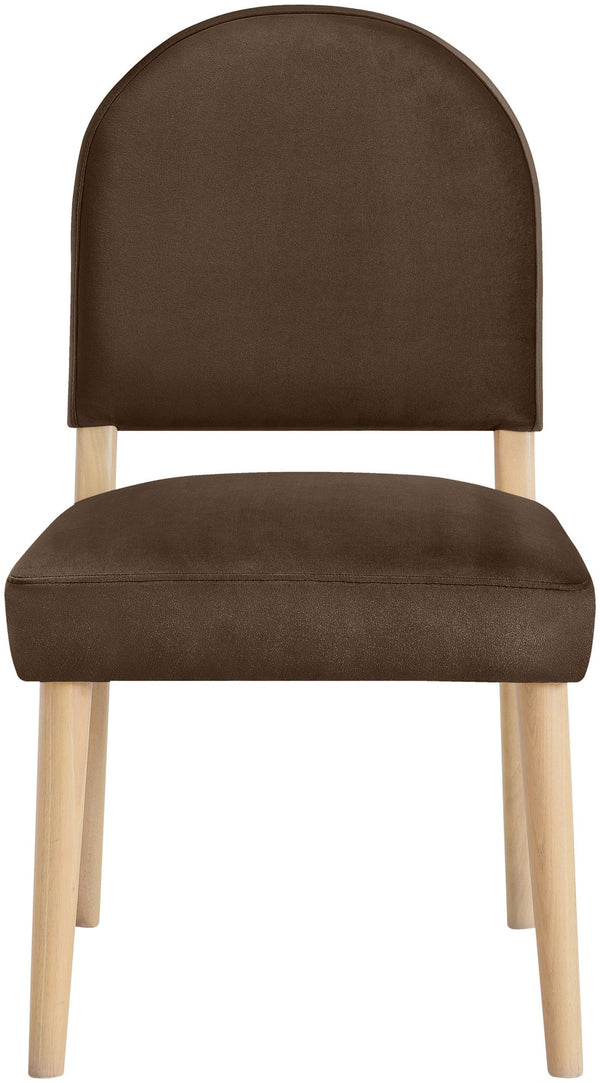 Meridian Furniture Varinelle Art Deco Arched Back Velvet Dining Chair with Solid Wood Frame Upholstered Seat Brown Style A 88032Brown-C