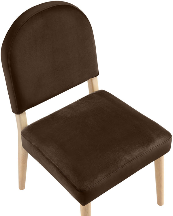 Meridian Furniture Varinelle Art Deco Arched Back Velvet Dining Chair with Solid Wood Frame Upholstered Seat Brown Style A 88032Brown-C