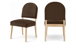 Meridian Furniture Varinelle Art Deco Arched Back Velvet Dining Chair with Solid Wood Frame Upholstered Seat Brown Style A 88032Brown-C