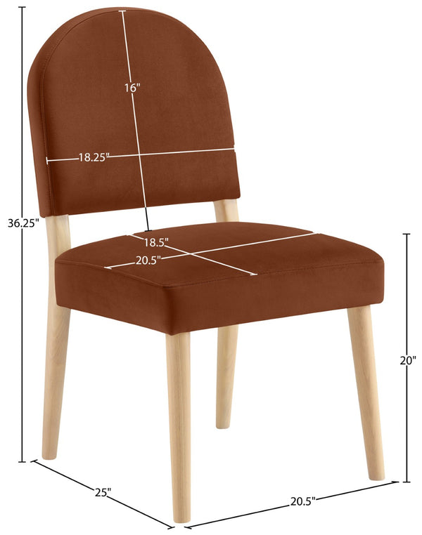 Meridian Furniture Varinelle Art Deco Arched Back Velvet Dining Chair with Solid Wood Frame Upholstered Seat Cognac Style A 88032Cognac-C