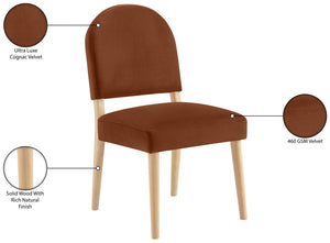 Meridian Furniture Varinelle Art Deco Arched Back Velvet Dining Chair with Solid Wood Frame Upholstered Seat Cognac Style A 88032Cognac-C