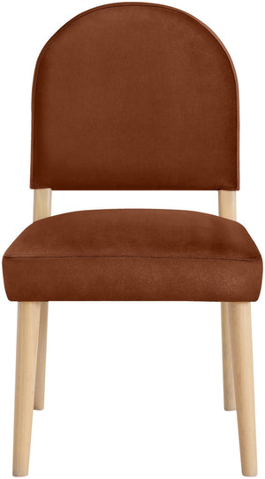 Meridian Furniture Varinelle Art Deco Arched Back Velvet Dining Chair with Solid Wood Frame Upholstered Seat Cognac Style A 88032Cognac-C