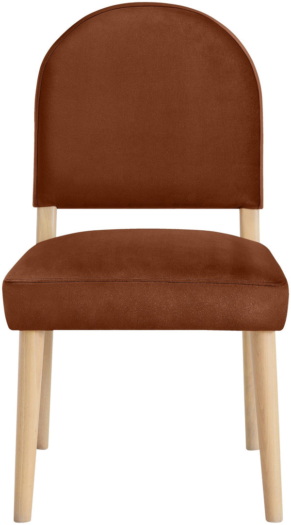 Meridian Furniture Varinelle Art Deco Arched Back Velvet Dining Chair with Solid Wood Frame Upholstered Seat Cognac Style A 88032Cognac-C