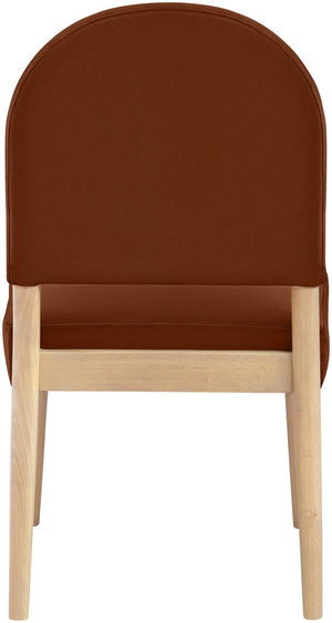 Meridian Furniture Varinelle Art Deco Arched Back Velvet Dining Chair with Solid Wood Frame Upholstered Seat Cognac Style A 88032Cognac-C
