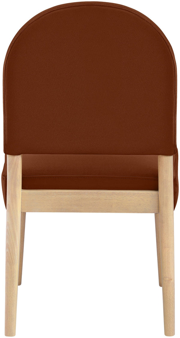 Meridian Furniture Varinelle Art Deco Arched Back Velvet Dining Chair with Solid Wood Frame Upholstered Seat Cognac Style A 88032Cognac-C