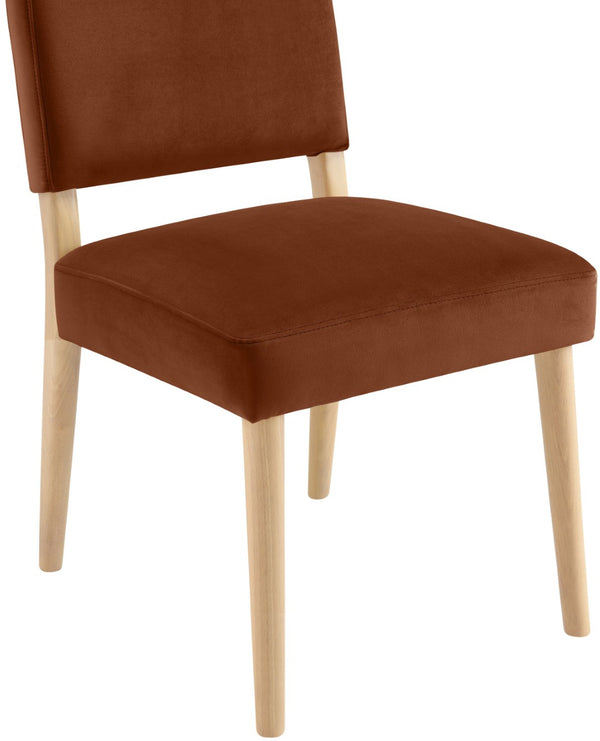 Meridian Furniture Varinelle Art Deco Arched Back Velvet Dining Chair with Solid Wood Frame Upholstered Seat Cognac Style A 88032Cognac-C