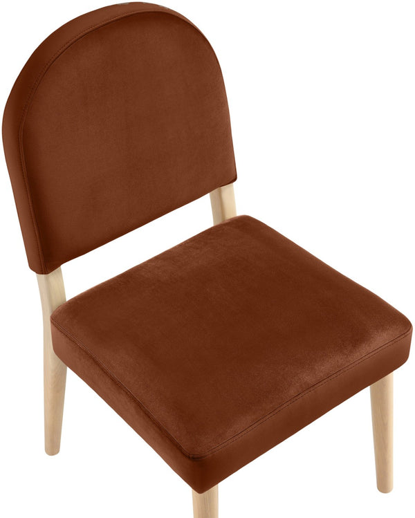 Meridian Furniture Varinelle Art Deco Arched Back Velvet Dining Chair with Solid Wood Frame Upholstered Seat Cognac Style A 88032Cognac-C