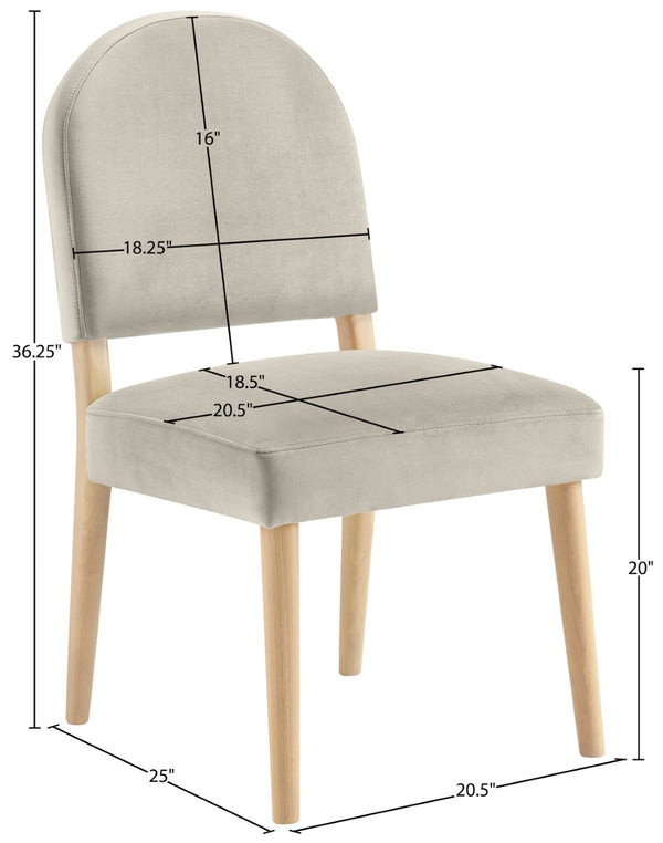 Meridian Furniture Varinelle Art Deco Arched Back Velvet Dining Chair with Solid Wood Frame Upholstered Seat Cream Style A 88032Cream-C