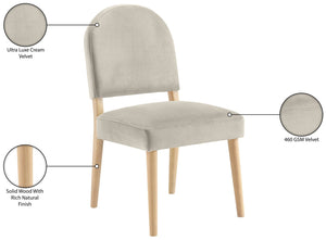 Meridian Furniture Varinelle Art Deco Arched Back Velvet Dining Chair with Solid Wood Frame Upholstered Seat Cream Style A 88032Cream-C