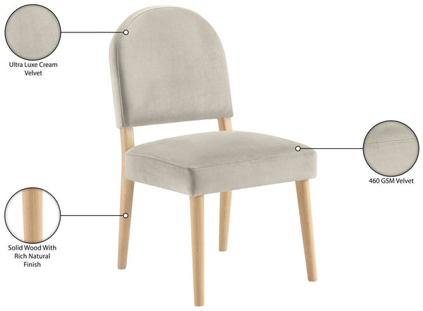 Meridian Furniture Varinelle Art Deco Arched Back Velvet Dining Chair with Solid Wood Frame Upholstered Seat Cream Style A 88032Cream-C