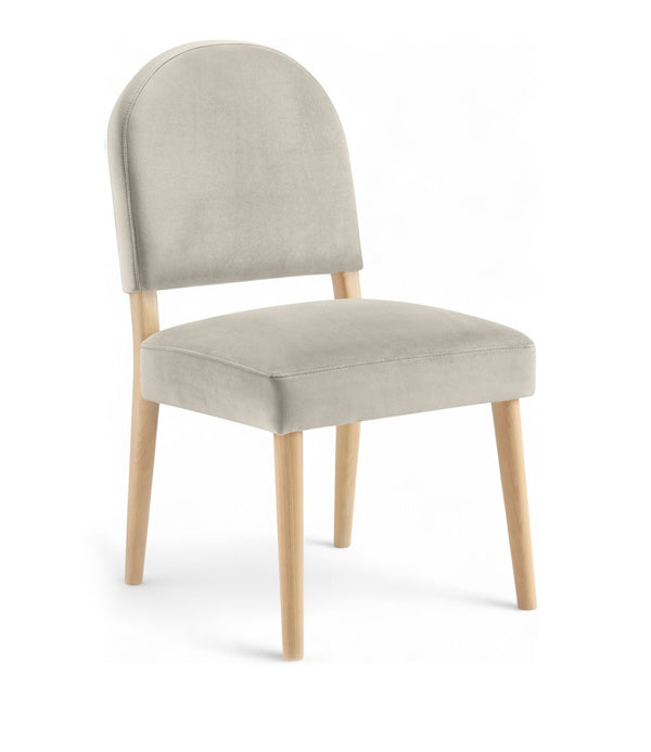Meridian Furniture Varinelle Art Deco Arched Back Velvet Dining Chair with Solid Wood Frame Upholstered Seat Cream Style A 88032Cream-C