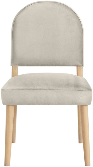 Meridian Furniture Varinelle Art Deco Arched Back Velvet Dining Chair with Solid Wood Frame Upholstered Seat Cream Style A 88032Cream-C