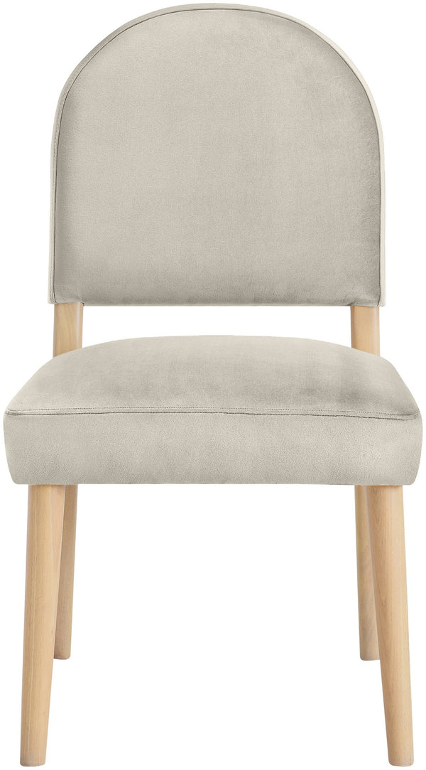 Meridian Furniture Varinelle Art Deco Arched Back Velvet Dining Chair with Solid Wood Frame Upholstered Seat Cream Style A 88032Cream-C