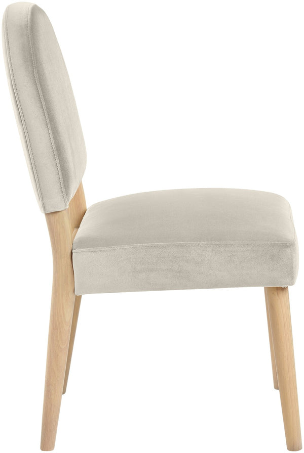 Meridian Furniture Varinelle Art Deco Arched Back Velvet Dining Chair with Solid Wood Frame Upholstered Seat Cream Style A 88032Cream-C