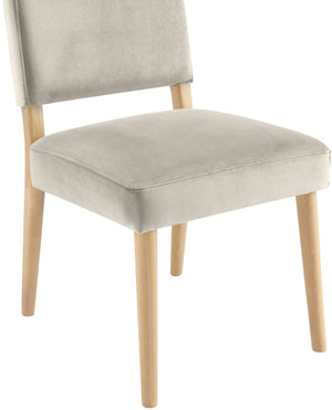 Meridian Furniture Varinelle Art Deco Arched Back Velvet Dining Chair with Solid Wood Frame Upholstered Seat Cream Style A 88032Cream-C