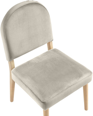 Meridian Furniture Varinelle Art Deco Arched Back Velvet Dining Chair with Solid Wood Frame Upholstered Seat Cream Style A 88032Cream-C