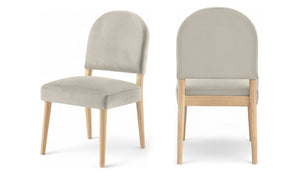 Meridian Furniture Varinelle Art Deco Arched Back Velvet Dining Chair with Solid Wood Frame Upholstered Seat Cream Style A 88032Cream-C