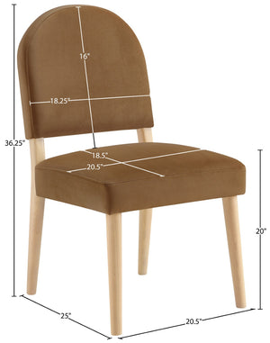 Meridian Furniture Varinelle Art Deco Arched Back Velvet Dining Chair with Solid Wood Frame Upholstered Seat Saddle Style A 88032Saddle-C