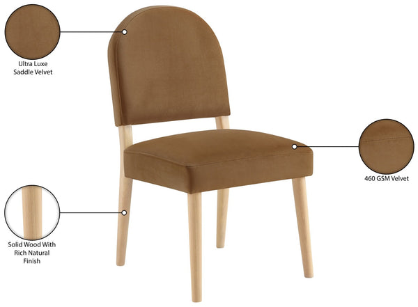 Meridian Furniture Varinelle Art Deco Arched Back Velvet Dining Chair with Solid Wood Frame Upholstered Seat Saddle Style A 88032Saddle-C