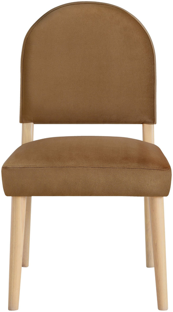 Meridian Furniture Varinelle Art Deco Arched Back Velvet Dining Chair with Solid Wood Frame Upholstered Seat Saddle Style A 88032Saddle-C