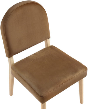 Meridian Furniture Varinelle Art Deco Arched Back Velvet Dining Chair with Solid Wood Frame Upholstered Seat Saddle Style A 88032Saddle-C