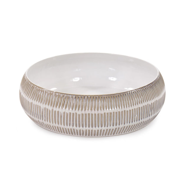 Howard Elliott Caramel Cream Ridged Ceramic Bowl - Elegant Glossy Finish With Unique Textures For Stylish Decor Brown Ceramic 88033-howard-elliott