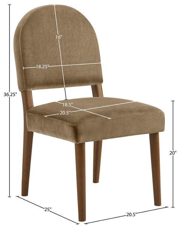 Meridian Furniture Varinelle Art Deco Arched Back Velvet Dining Chair with Solid Wood Frame Upholstered Seat Beige Style B 88033Beige-C