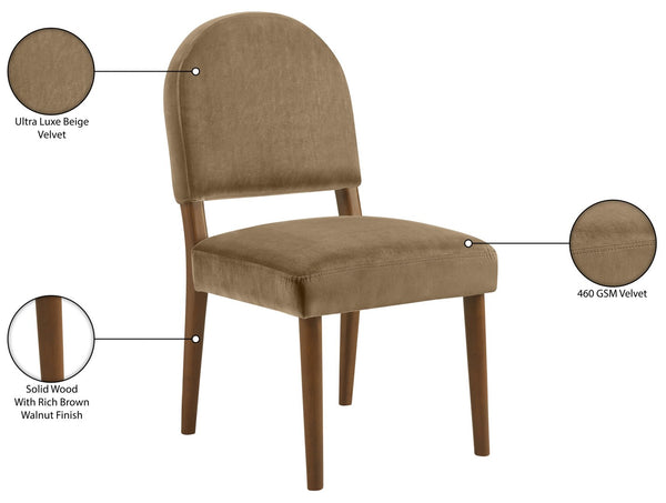 Meridian Furniture Varinelle Art Deco Arched Back Velvet Dining Chair with Solid Wood Frame Upholstered Seat Beige Style B 88033Beige-C
